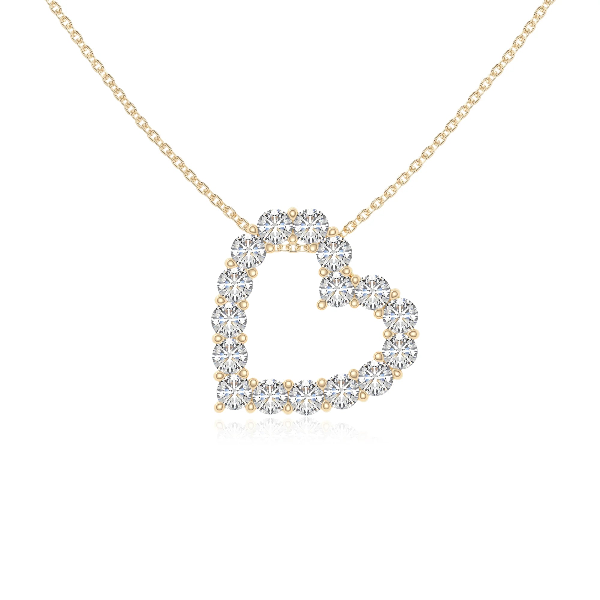 moissanite heart necklaces in yellow gold vermeil 