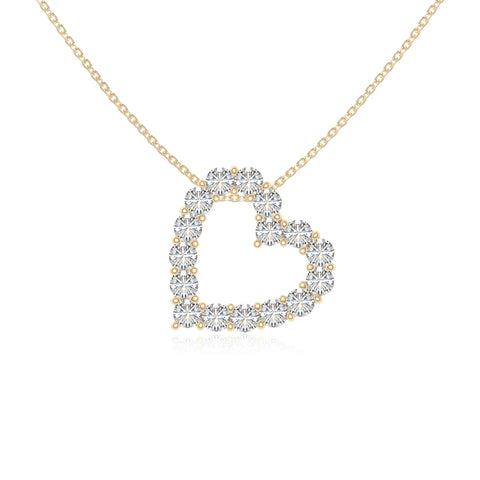 moissanite heart necklaces in yellow gold vermeil 