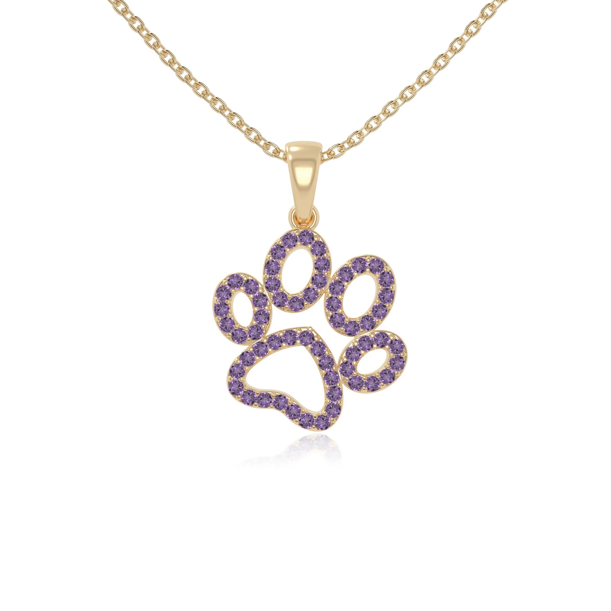 natural amethyst dog paw knot necklaces in yellow gold vermeil 