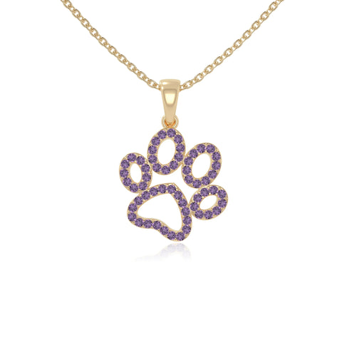 natural amethyst dog paw knot necklaces in yellow gold vermeil 