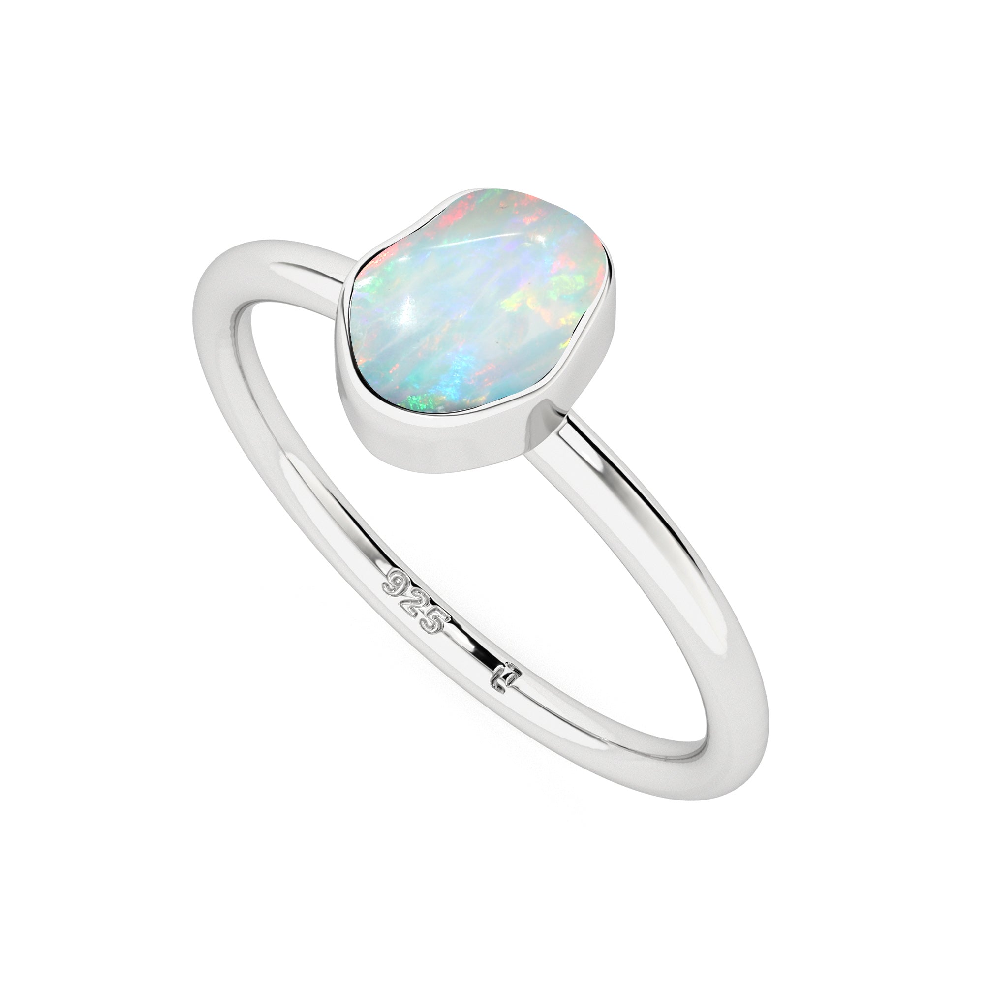 ethiopian-opal rough shape stackable bezel-set ring