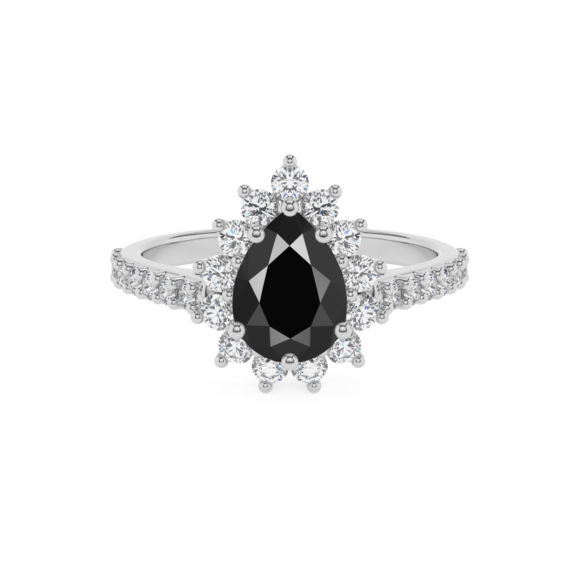 natural black-onyx pear half eterity halo solitaire engagement ring