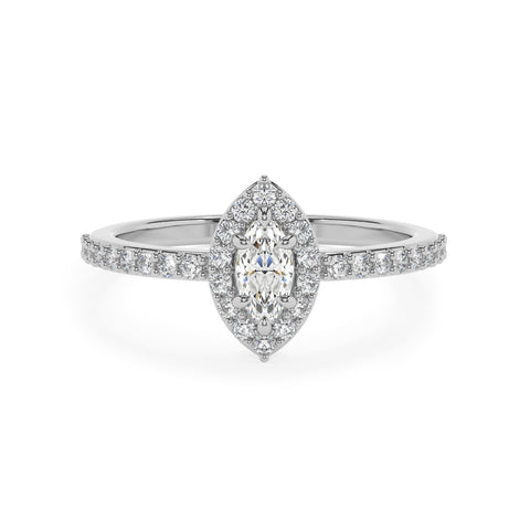 lab-grown moissanite marquise half eterity halo solitaire engagement ring