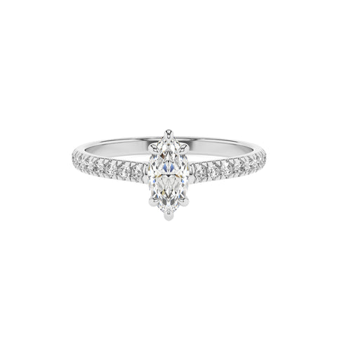 lab-grown moissanite marquise half eterity solitaire engagement ring