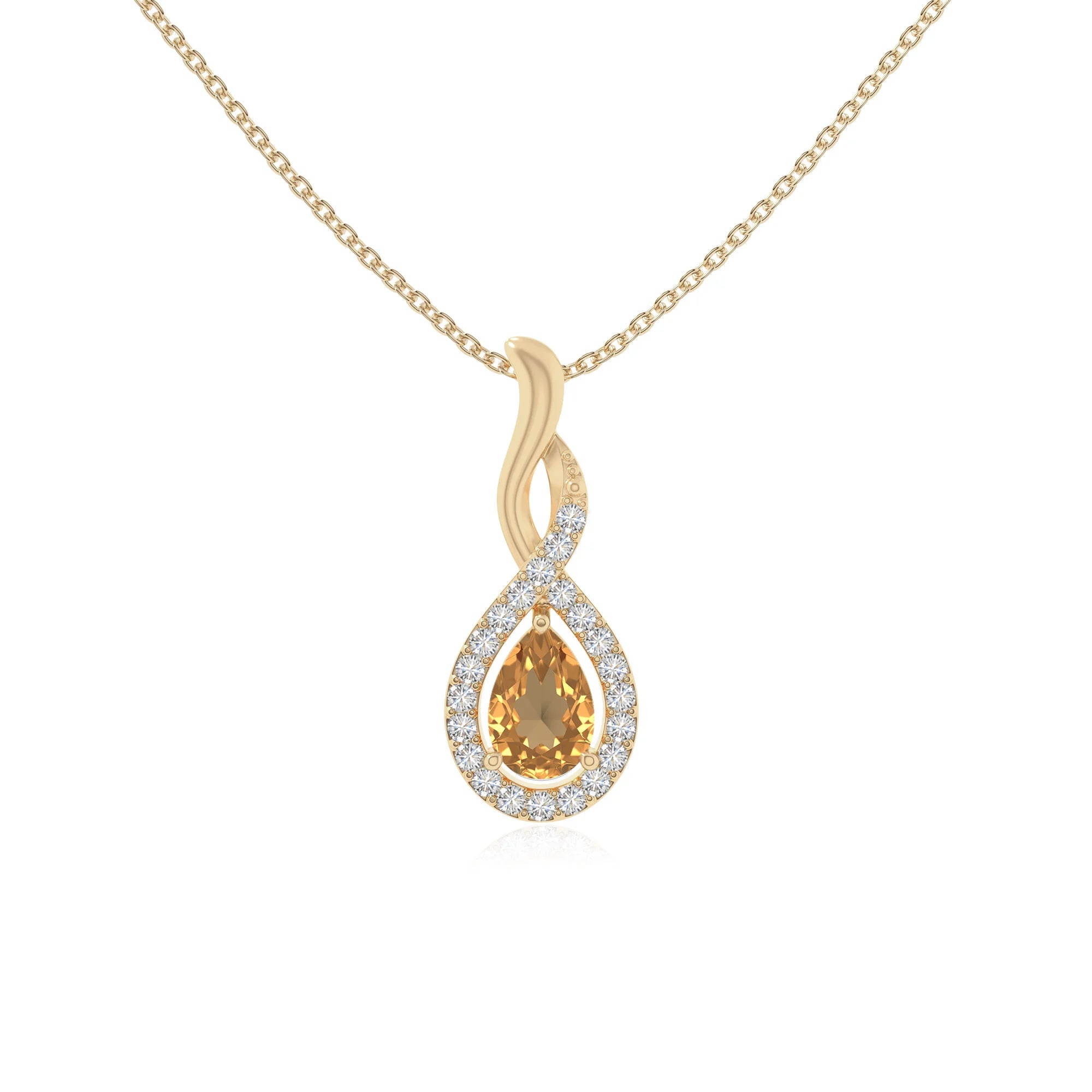 natural citrine infinity necklaces in yellow gold vermeil 