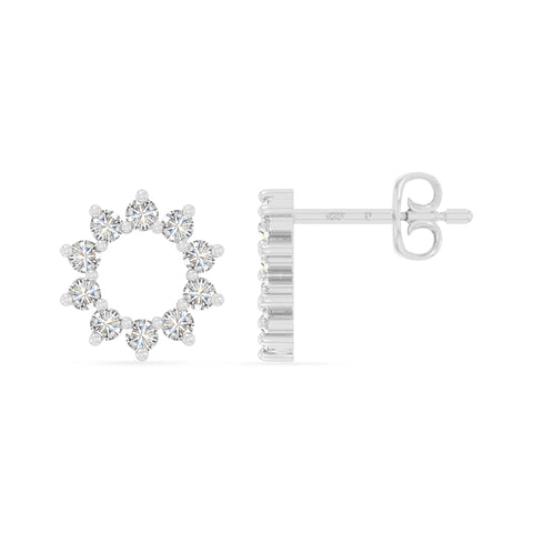 moissanite sun stud earrings in sterling silver 