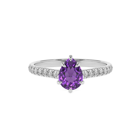 lab grown amethyst pear half eterity solitaire engagement ring