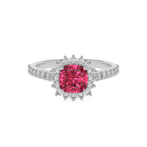 lab-grown pink-tourmaline cushion half eterity halo solitaire engagement ring