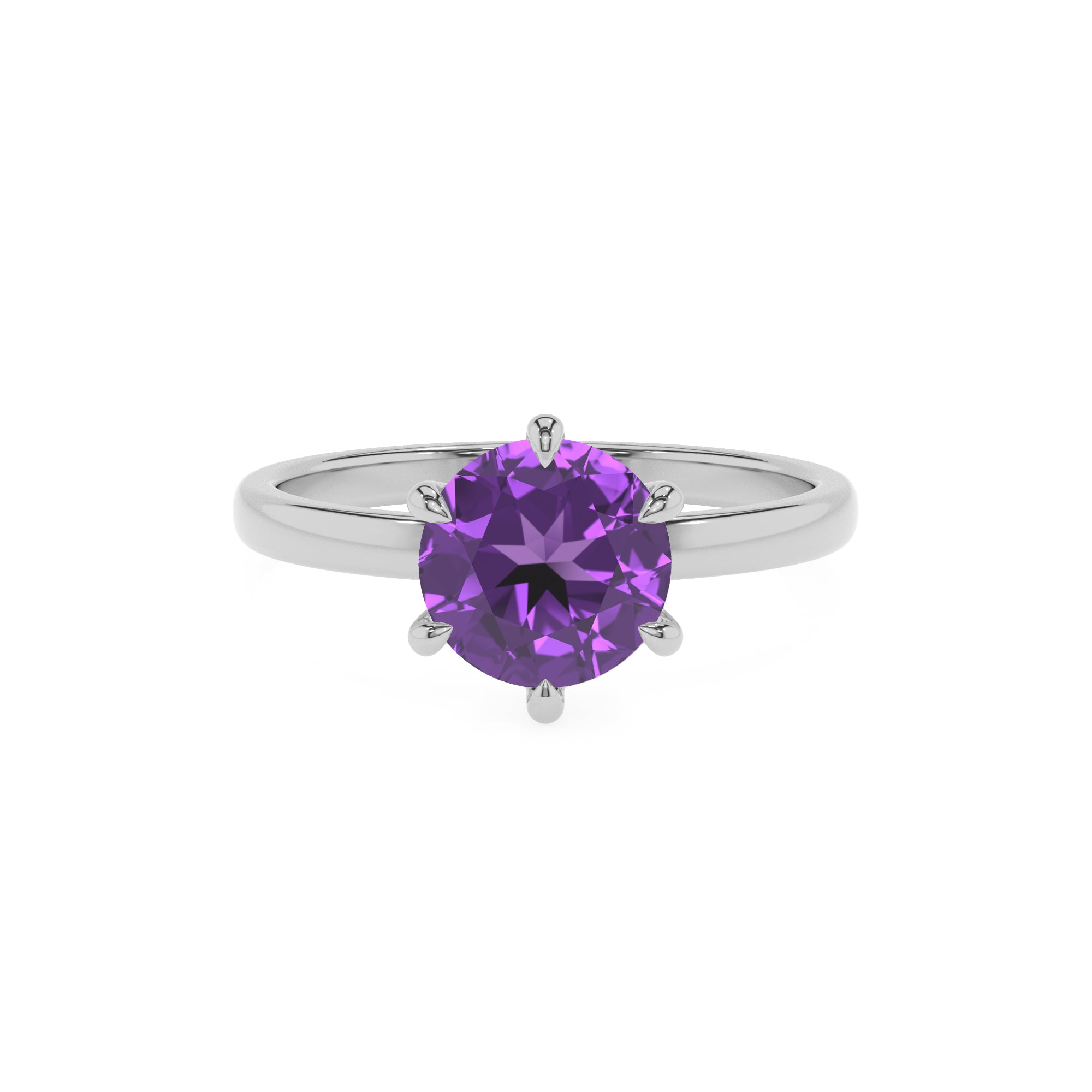 lab grown amethyst round solitaire engagement ring