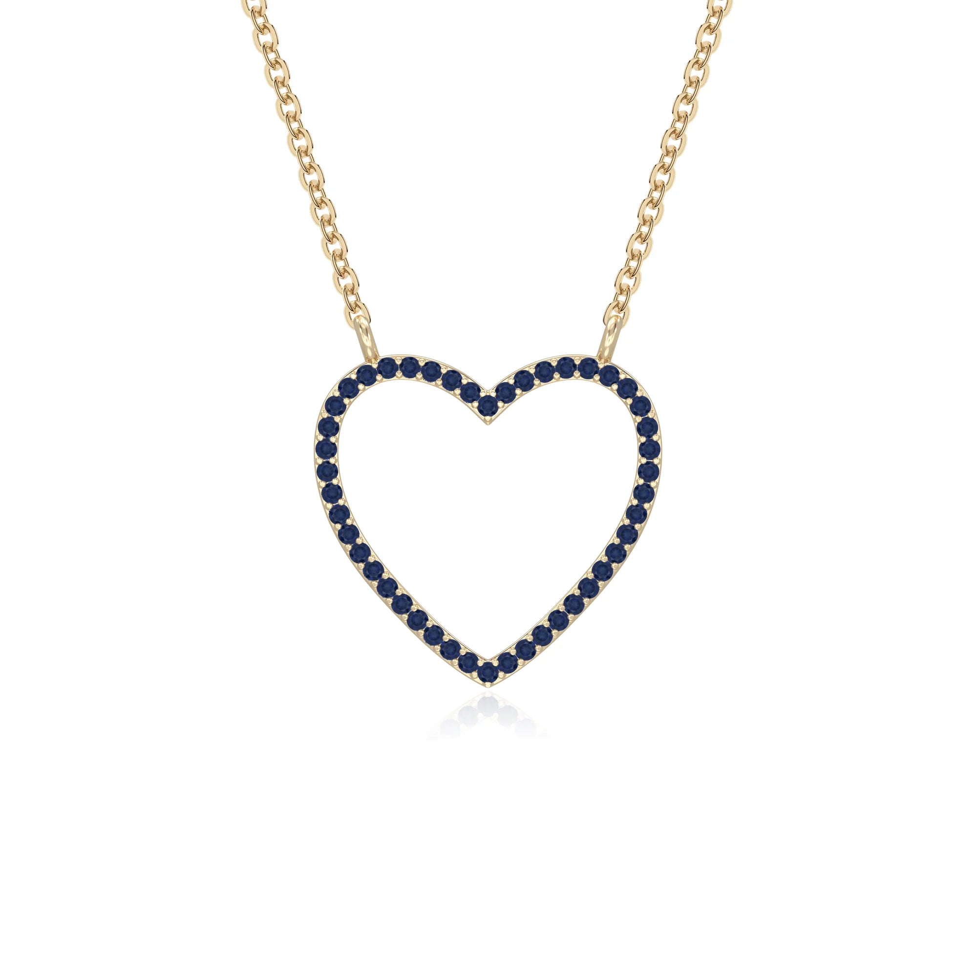 natural blue-sapphire heart necklaces in yellow gold vermeil 