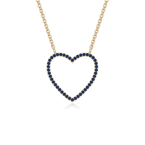 natural blue-sapphire heart necklaces in yellow gold vermeil 