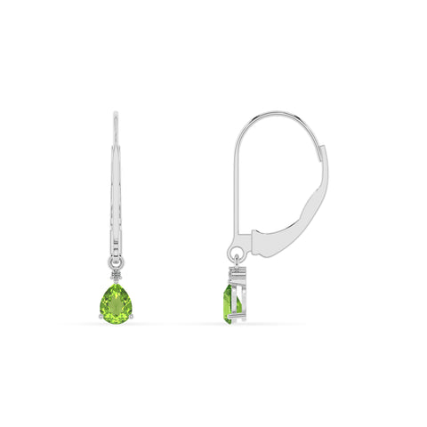 natural peridot pear dangle earrings with moissanite 