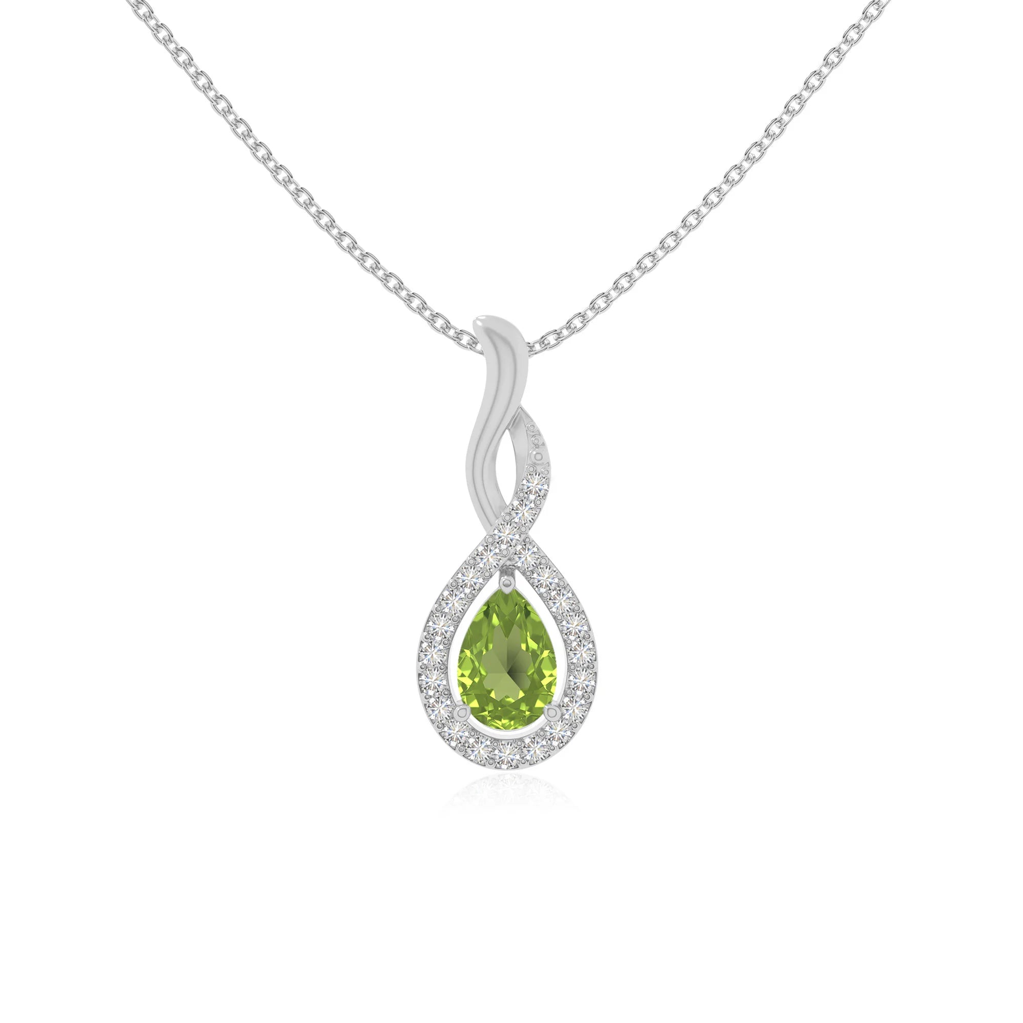 peridot infinity necklaces in sterling silver 