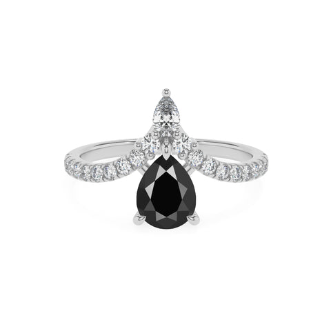 natural black-onyx pear solitaire engagement ring