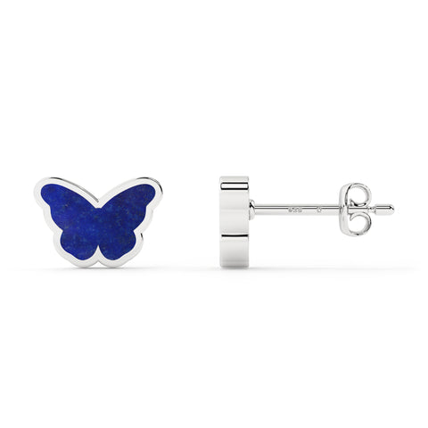 natural lapis lazuli butterfly shape stud earrings