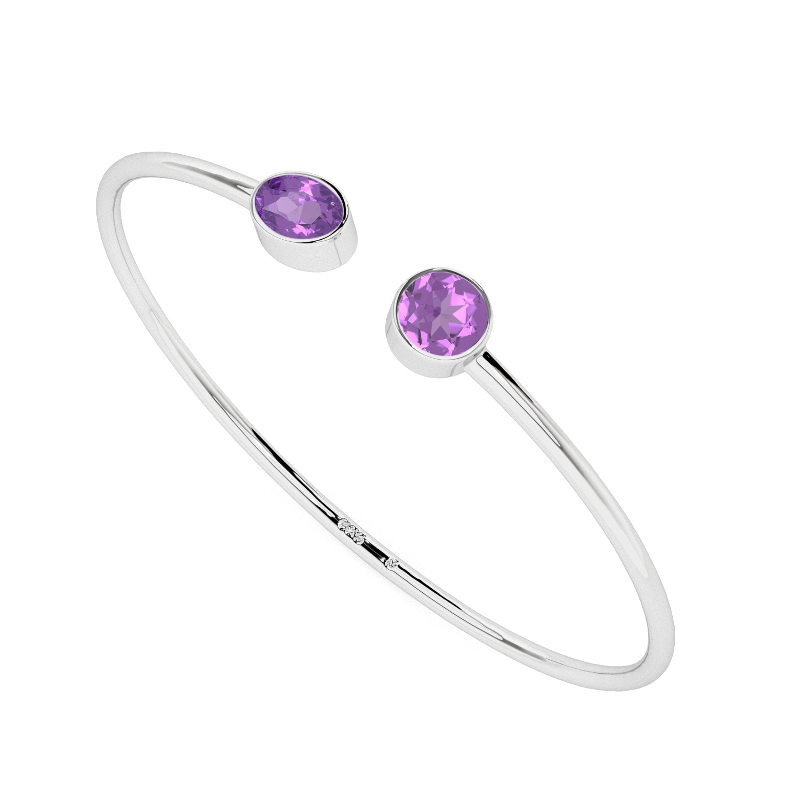 natural amethyst round-oval shape 2-stone twister bracelet