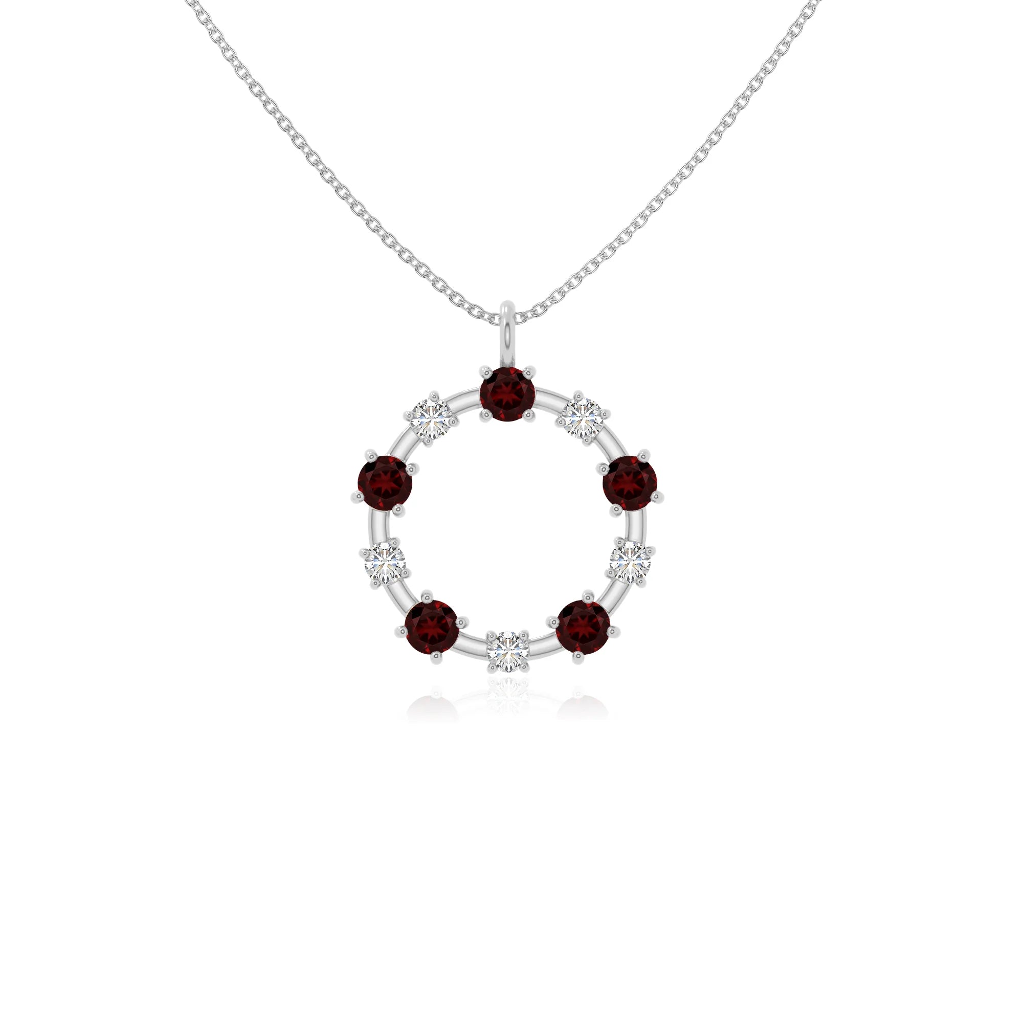 natural garnet infinity love knot necklaces in sterling silver 