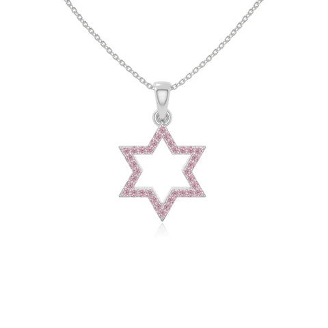 natural pink-tourmaline star of david necklaces in sterling silver 