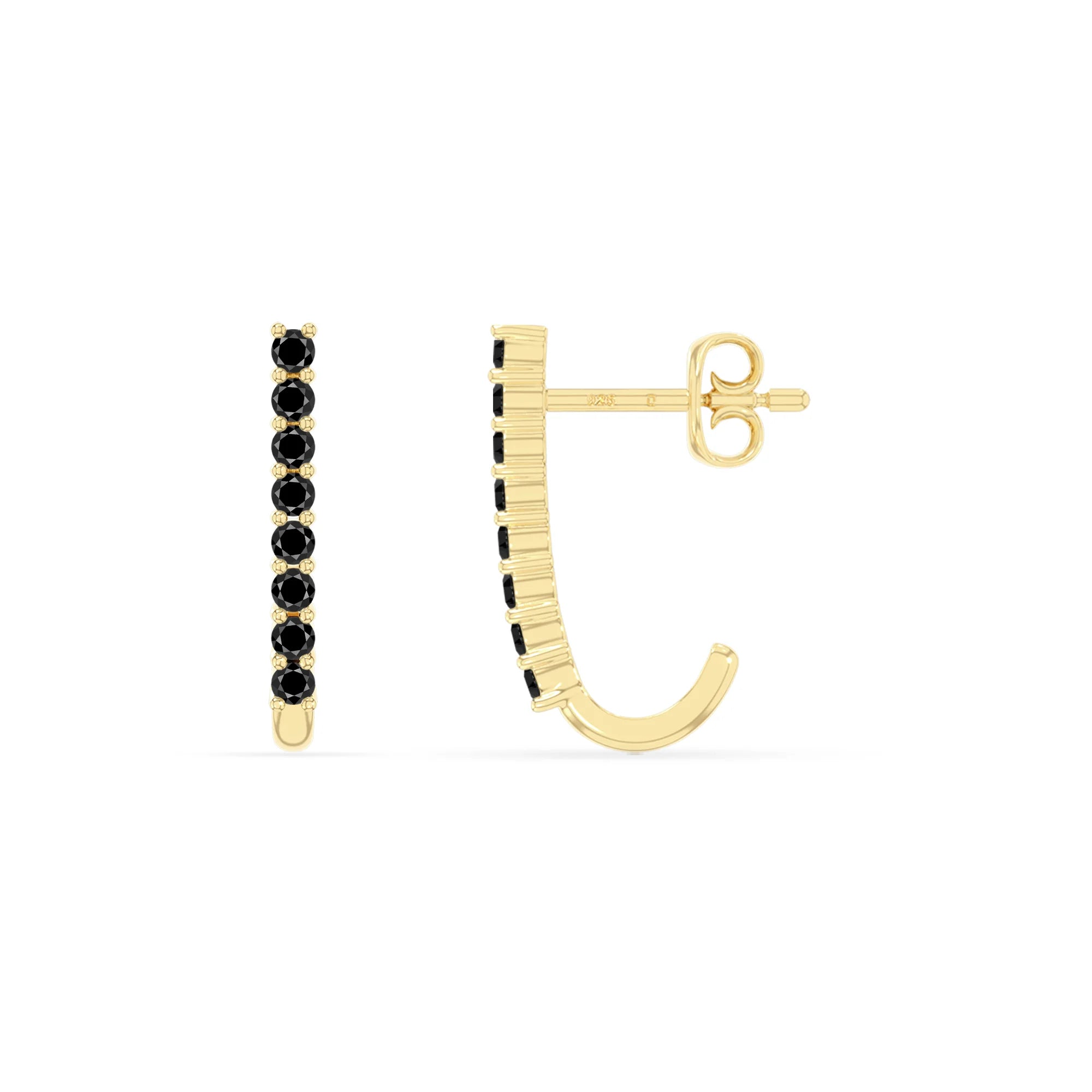 natural black-onyx hoop earrings in yellow gold vermeil 
