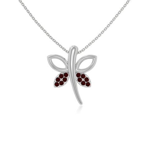 natural garnet dragonfly necklaces in sterling silver 