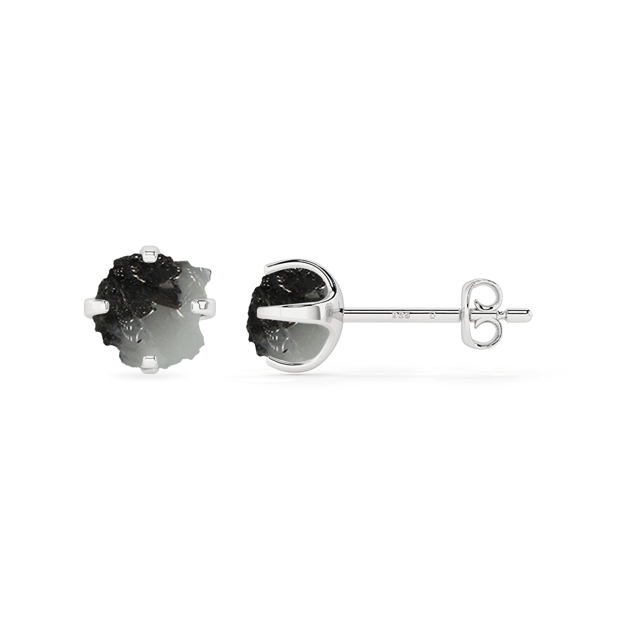 natural tourmalated quartz rough shape stud earrings