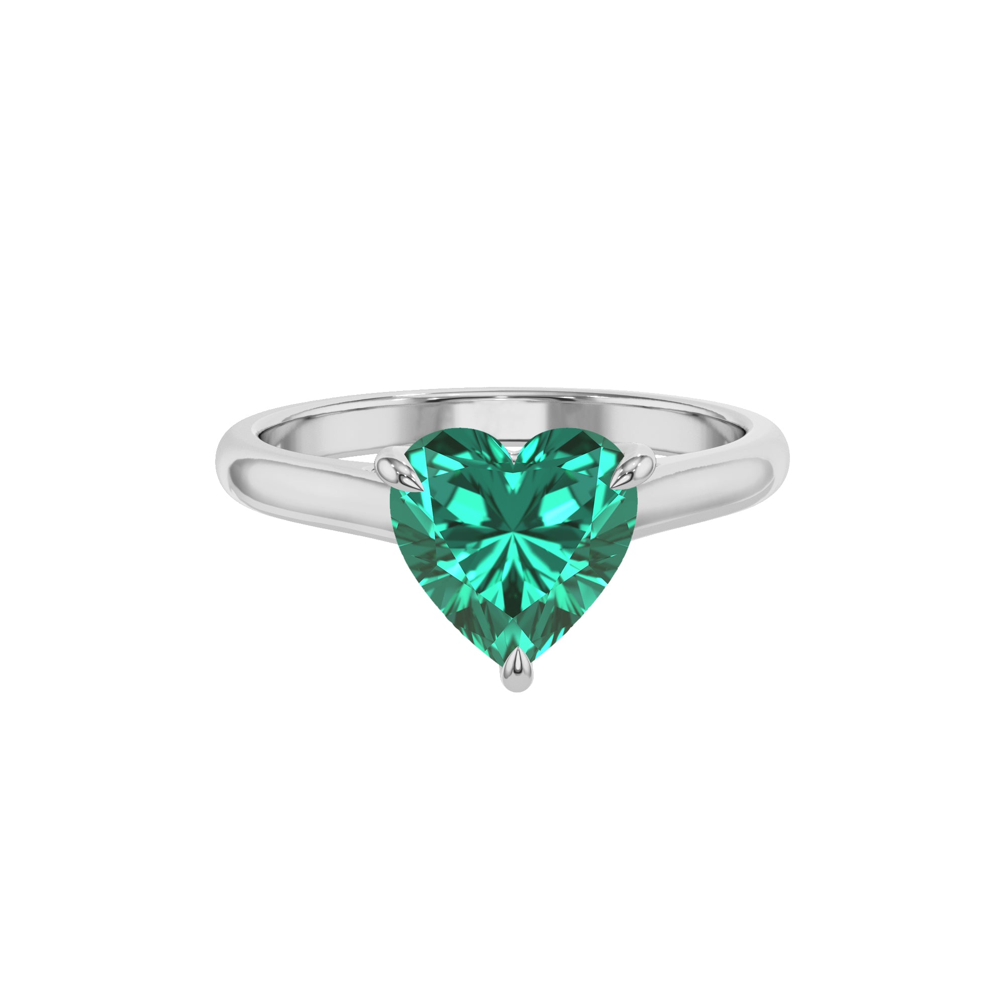 lab grown emerald heart solitaire engagement ring