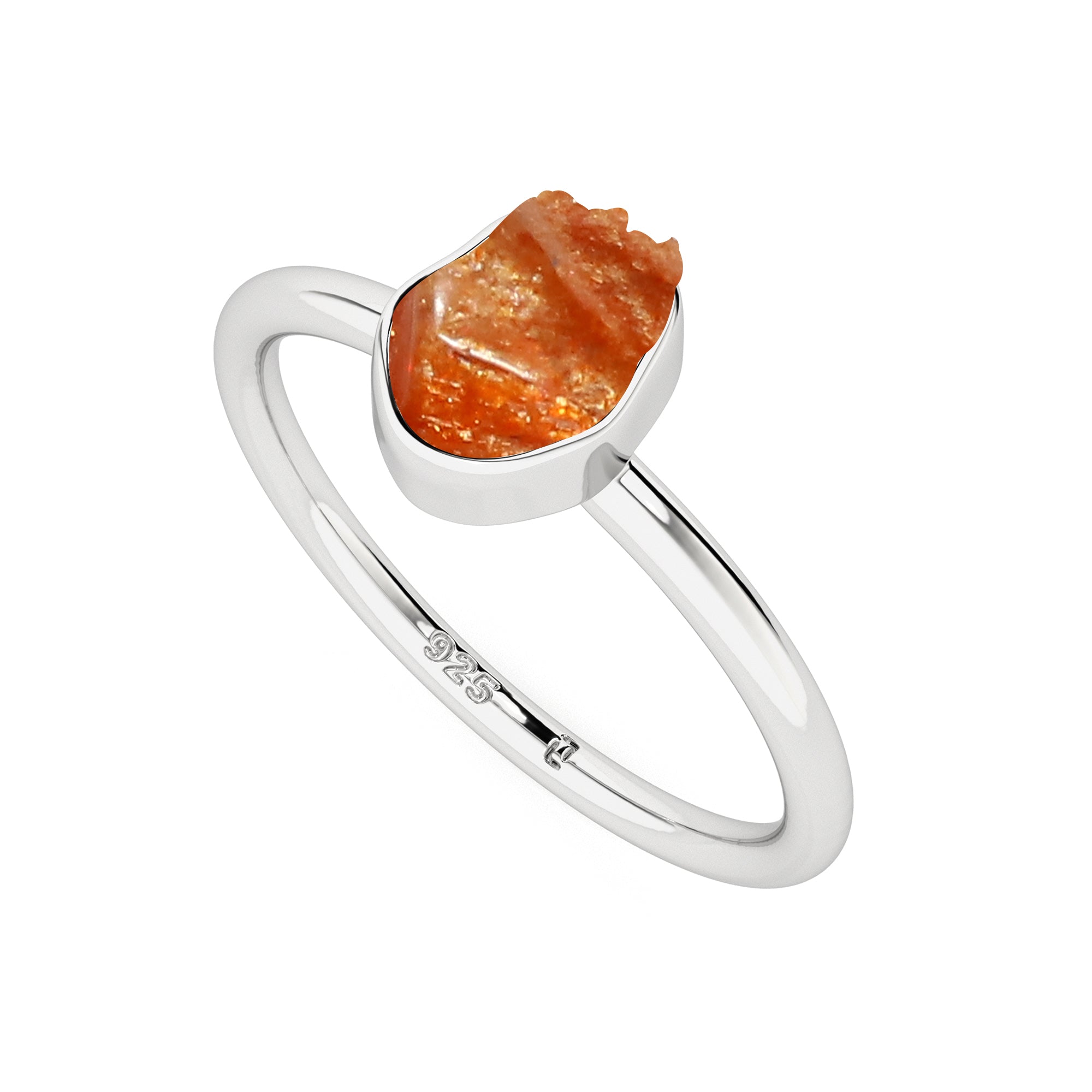 sunstone rough shape stackable bezel-set ring