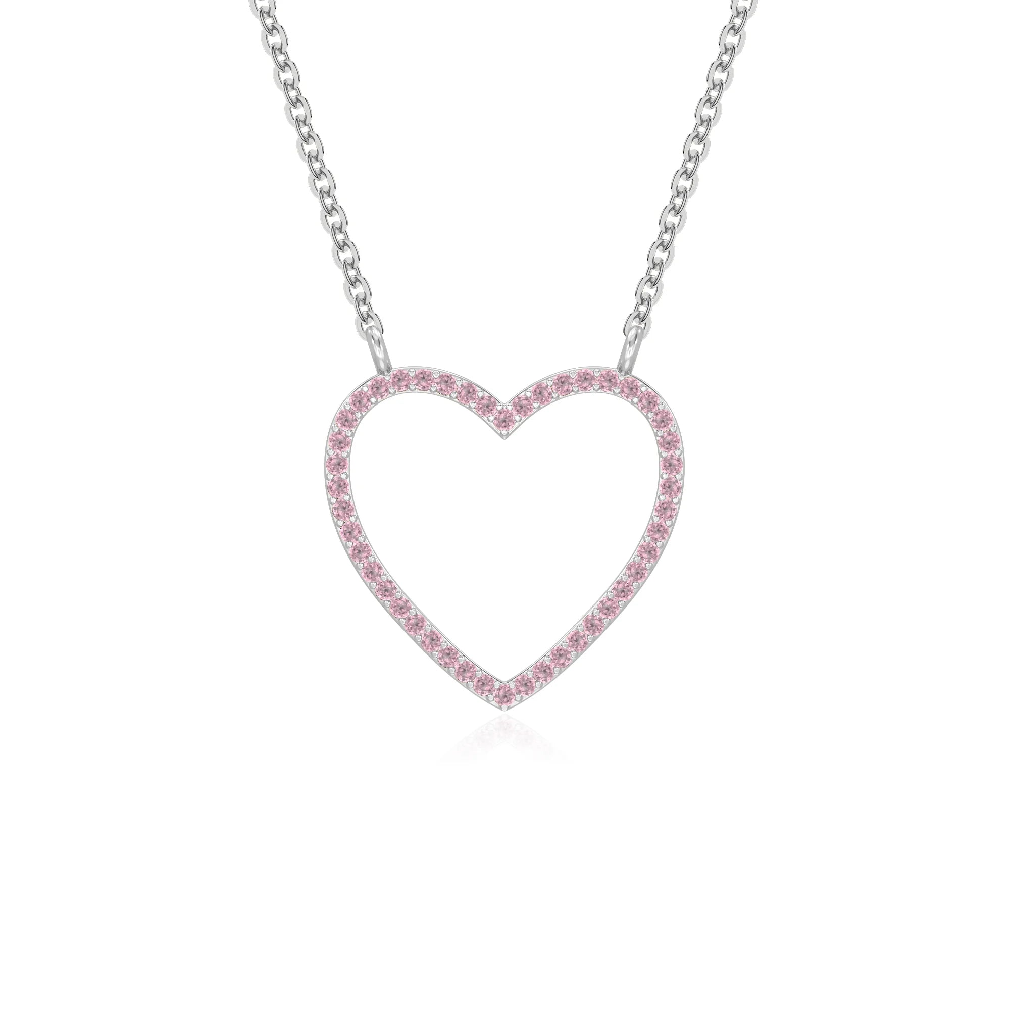 natural pink-tourmaline heart necklaces in sterling silver 
