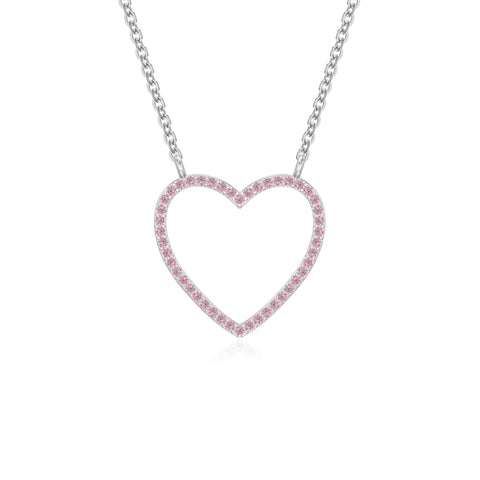 natural pink-tourmaline heart necklaces in sterling silver 