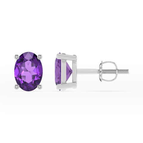 lab grown amethyst oval stud earrings 