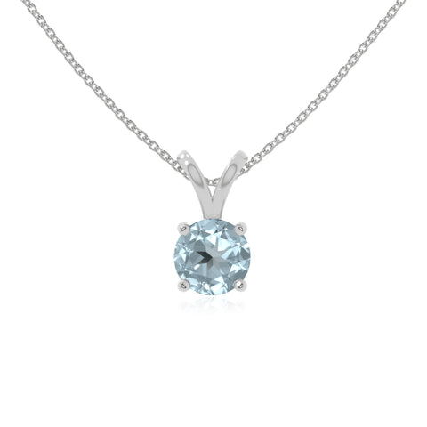 natural aquamarine v-bale solitaire necklaces in sterling silver 