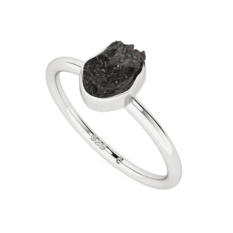 shungite rough shape stackable bezel-set ring