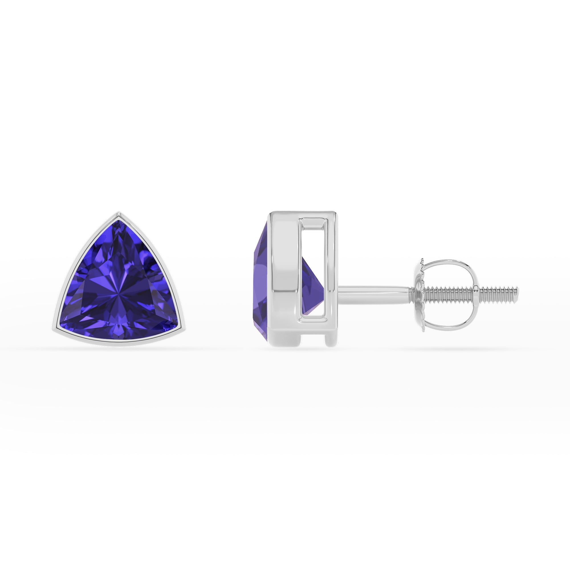 natural tanzanite trillion stud earrings 