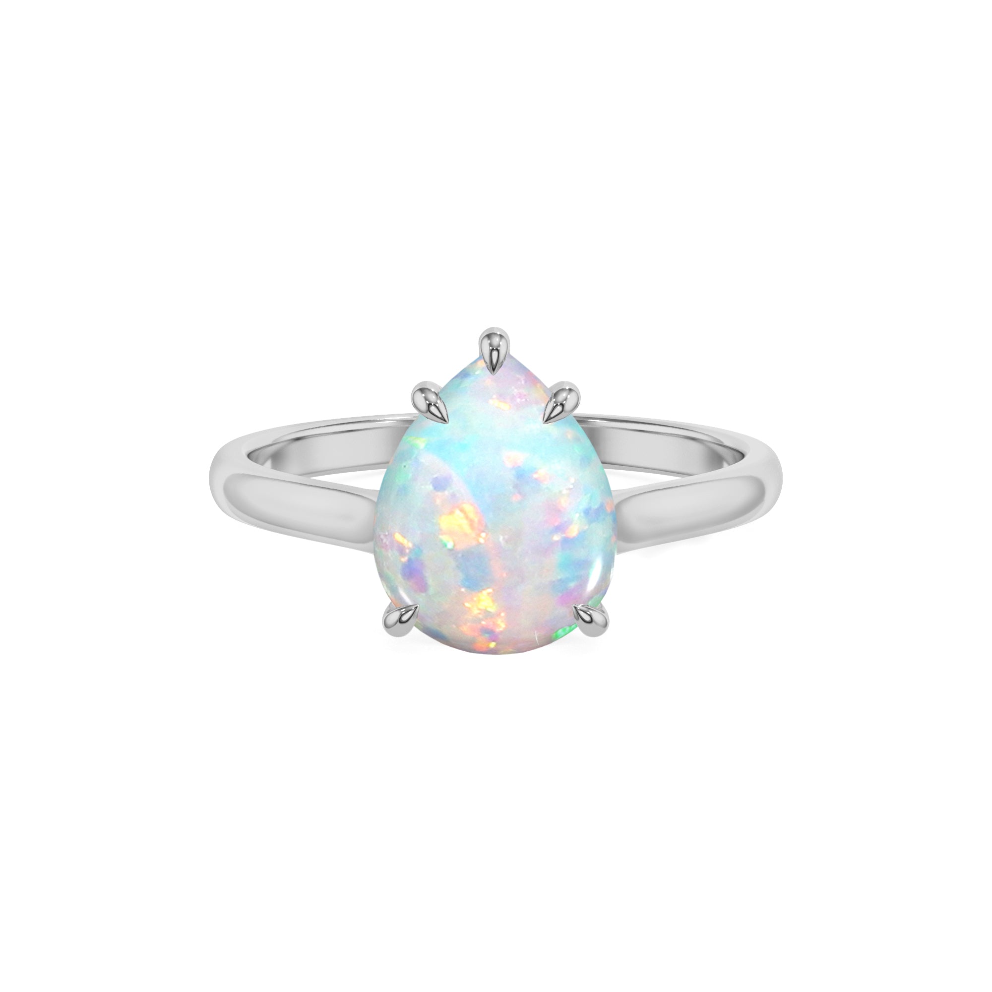 lab grown opal pear solitaire engagement ring