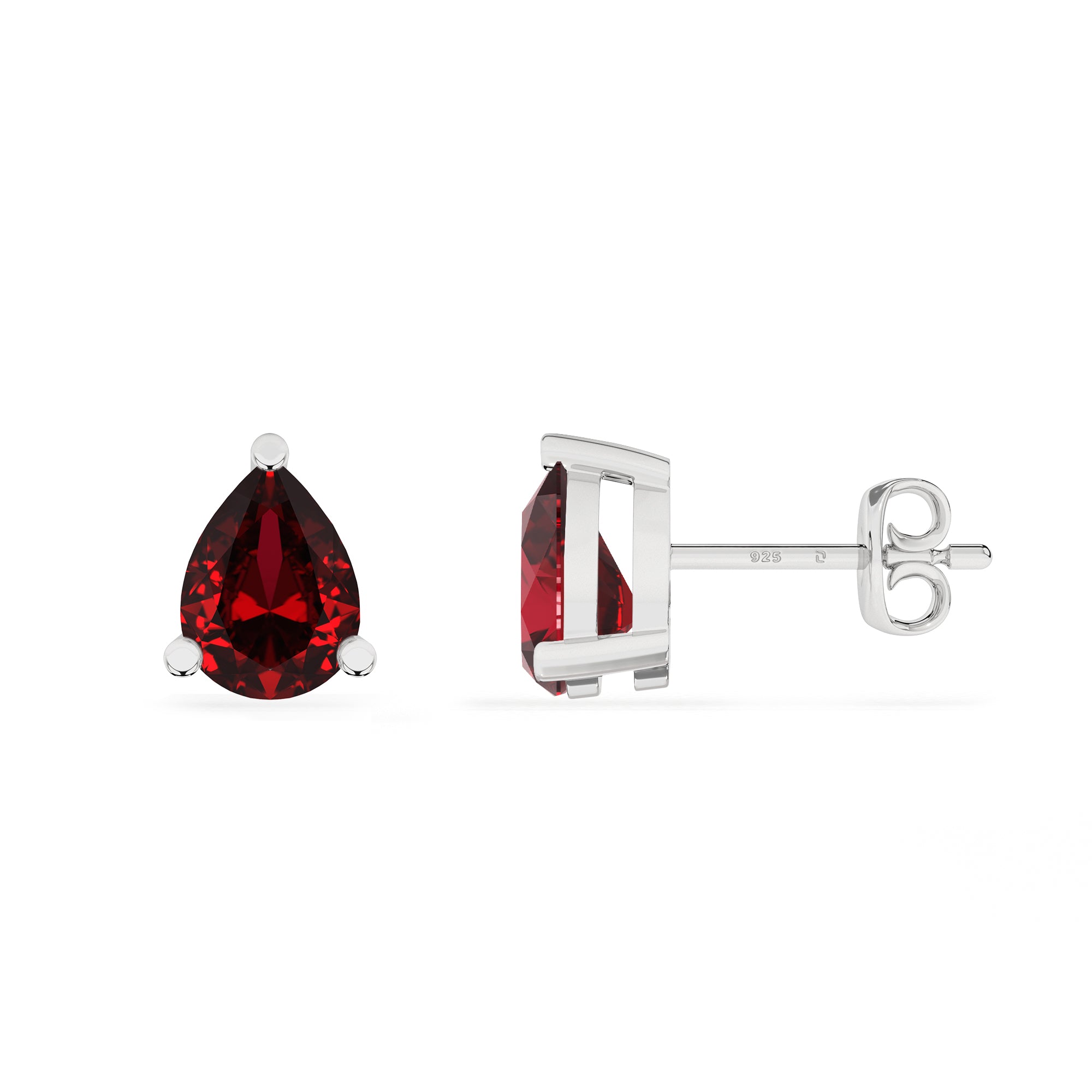 lab grown ruby pear stud earrings 