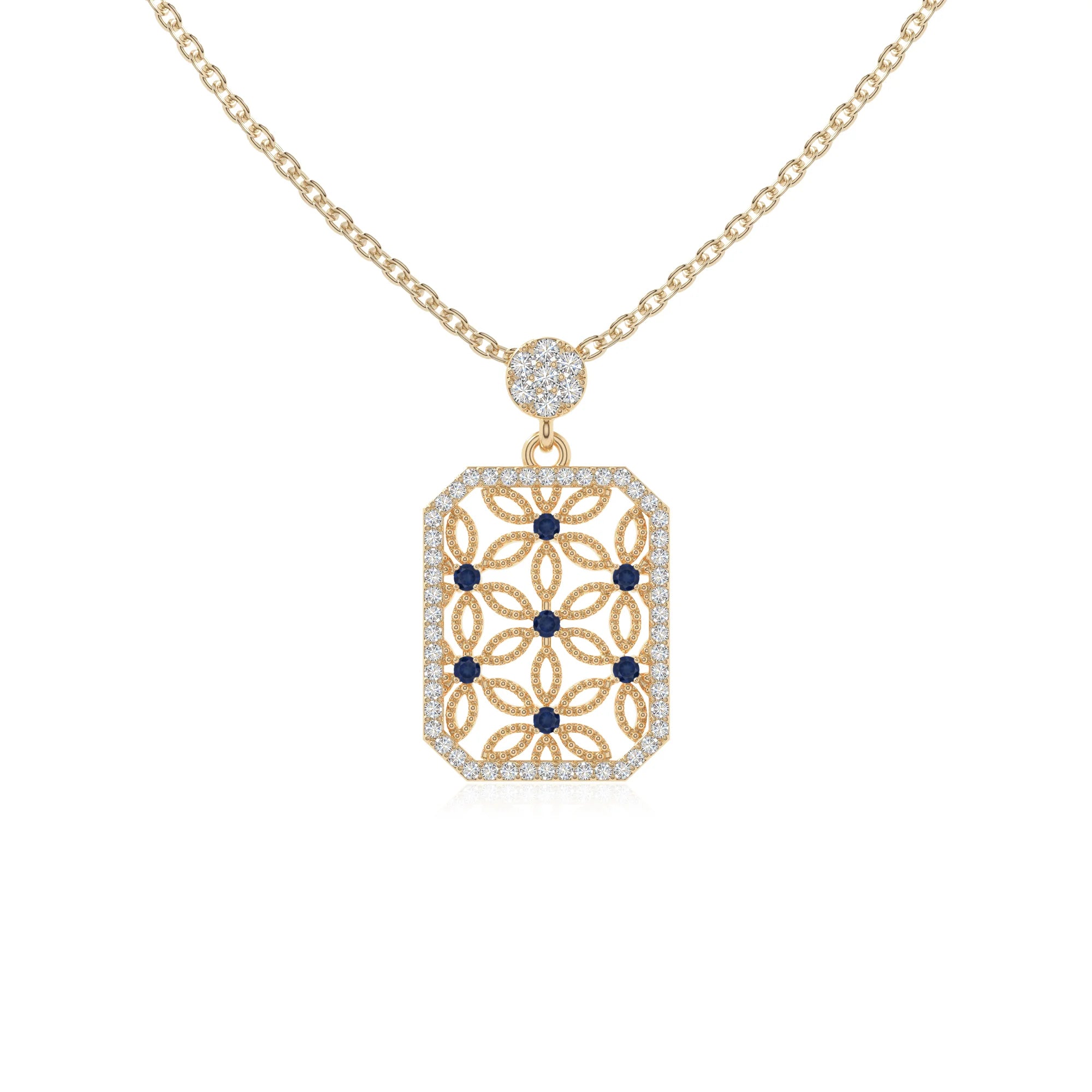 natural blue-sapphire infinity love knot necklaces in yellow gold vermeil 