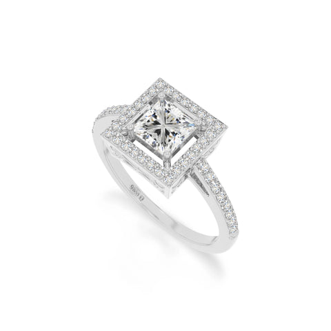 natural moissanite solitaire halo engagement rings in sterling silver 