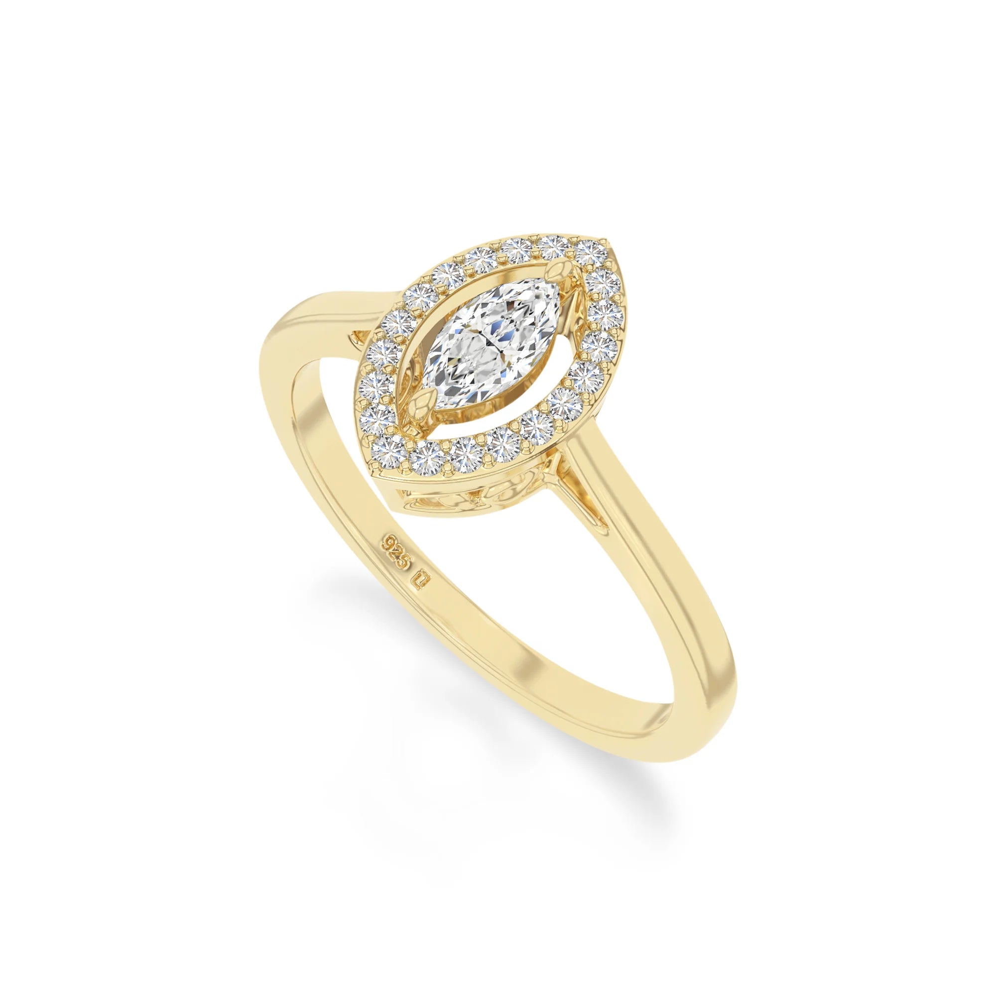 natural moissanite solitaire halo engagement rings in yellow gold vermeil