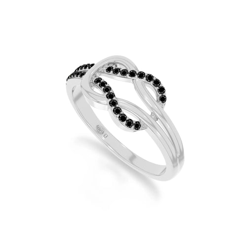 natural black onyx infinity knot promise rings in sterling silver 