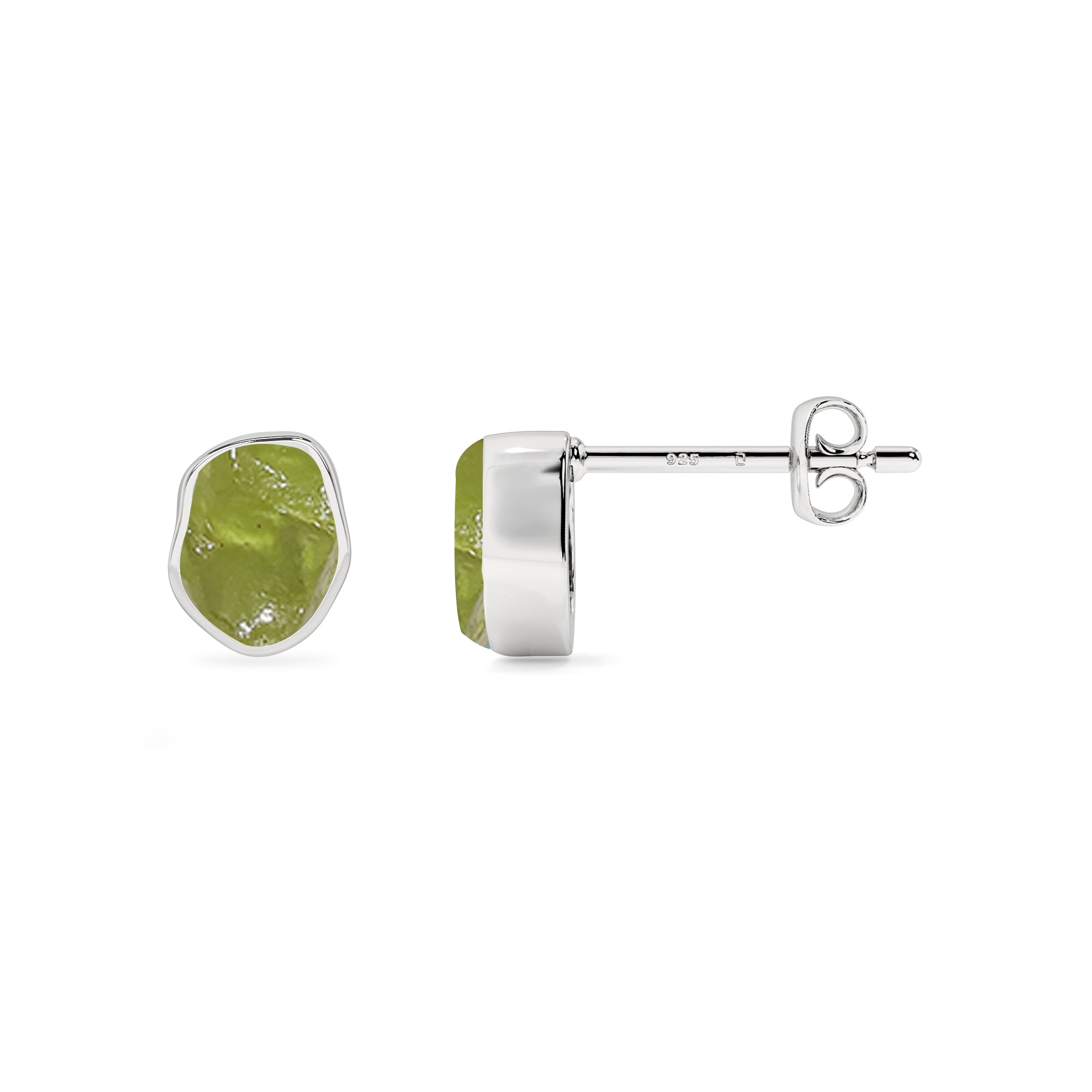 natural peridot rough shape stud earrings