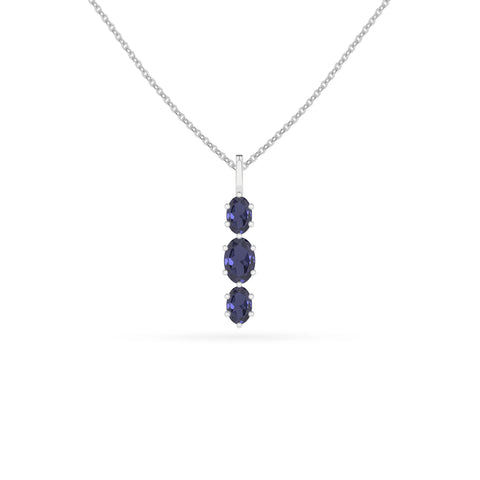 natural iolite oval shape pendant necklace
