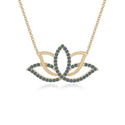 natural london-blue-topaz lotus flower necklaces in yellow gold vermeil 