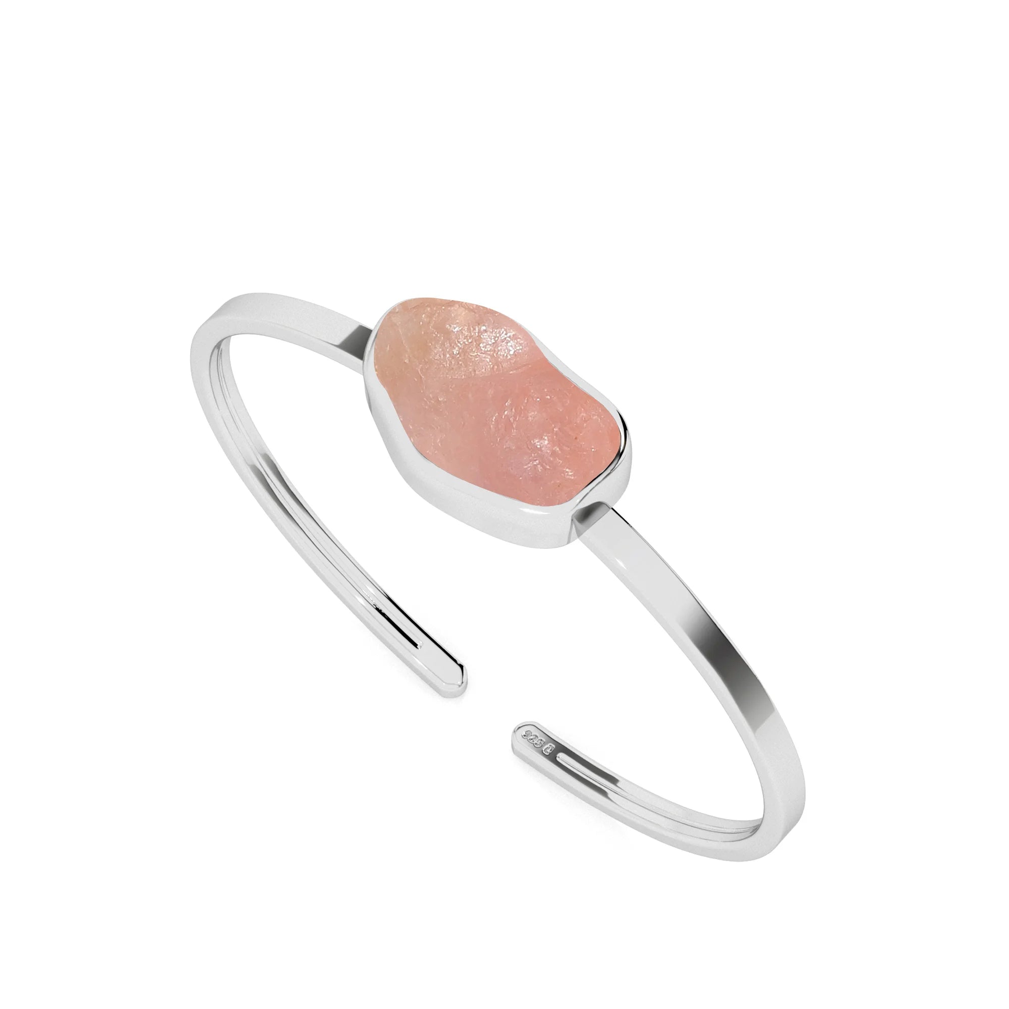 natural rose-quartz rough shape twister bracelet