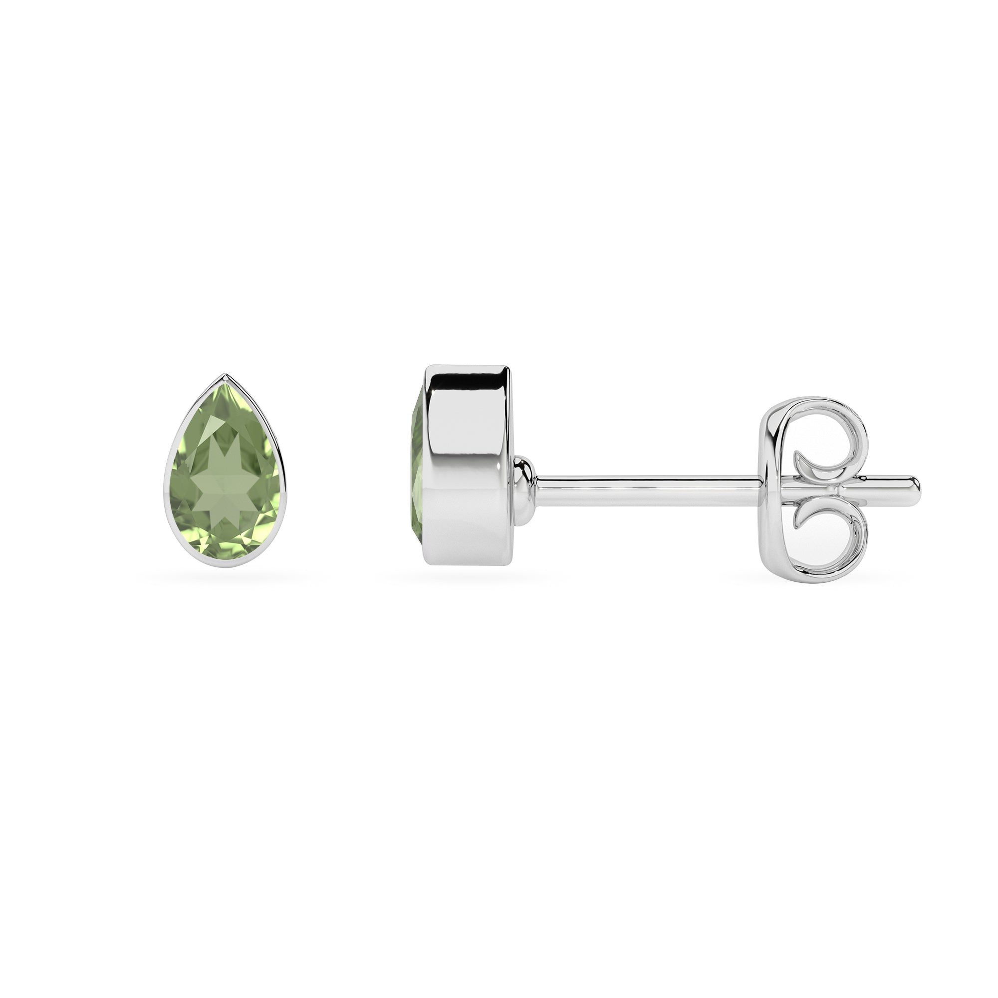 natural moldavite pear shape stud earrings