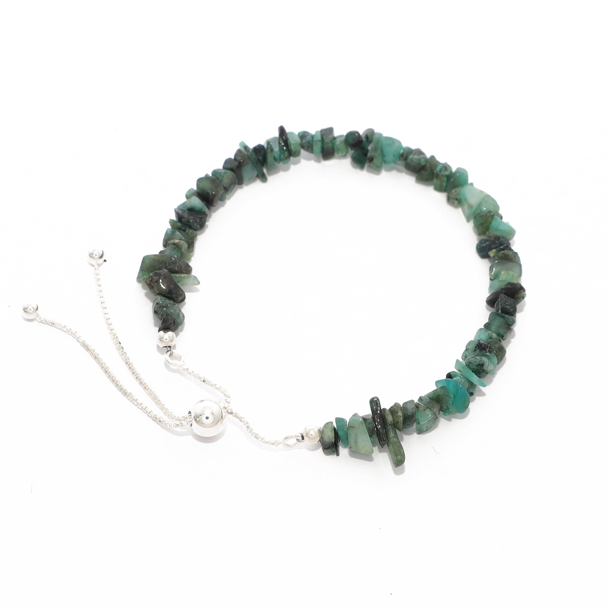 natural emerald rough shape bolo bracelet