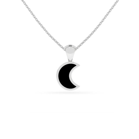 natural black-tourmaline moon shape pendant necklace
