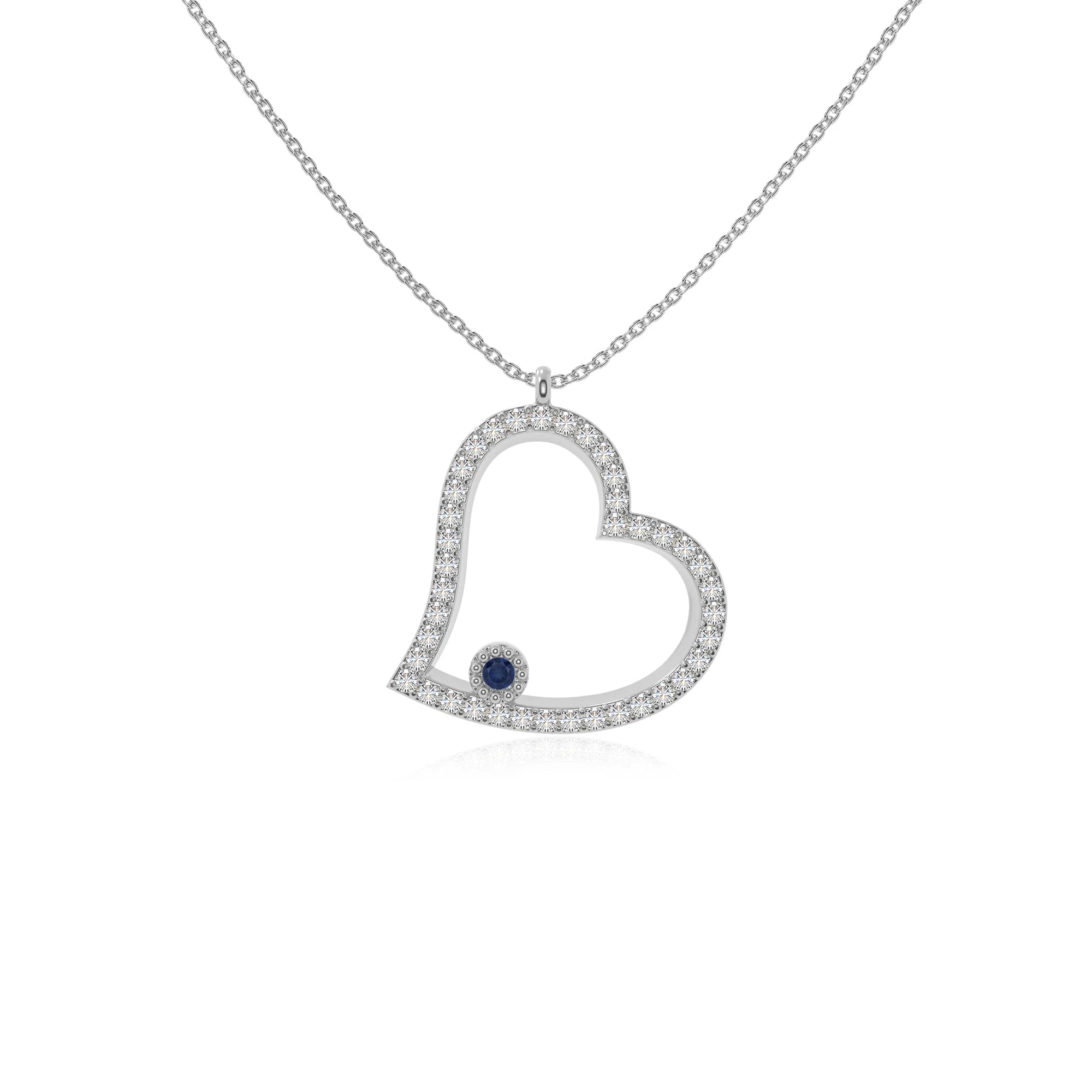 natural blue-sapphire heart necklaces in sterling silver 