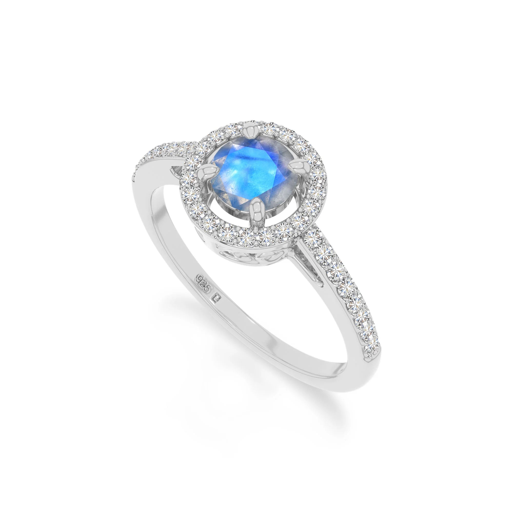 natural labradorite solitaire halo engagement rings in sterling silver 