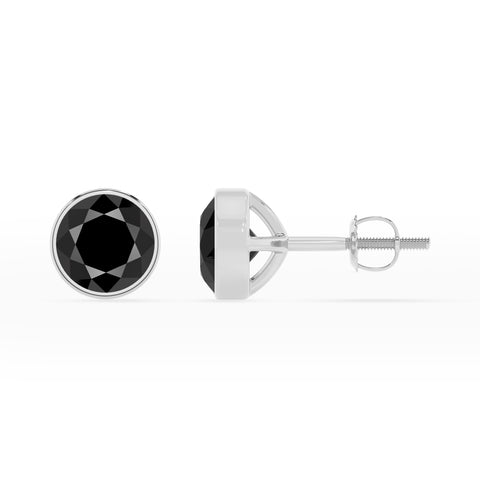 natural black onyx round stud earrings 