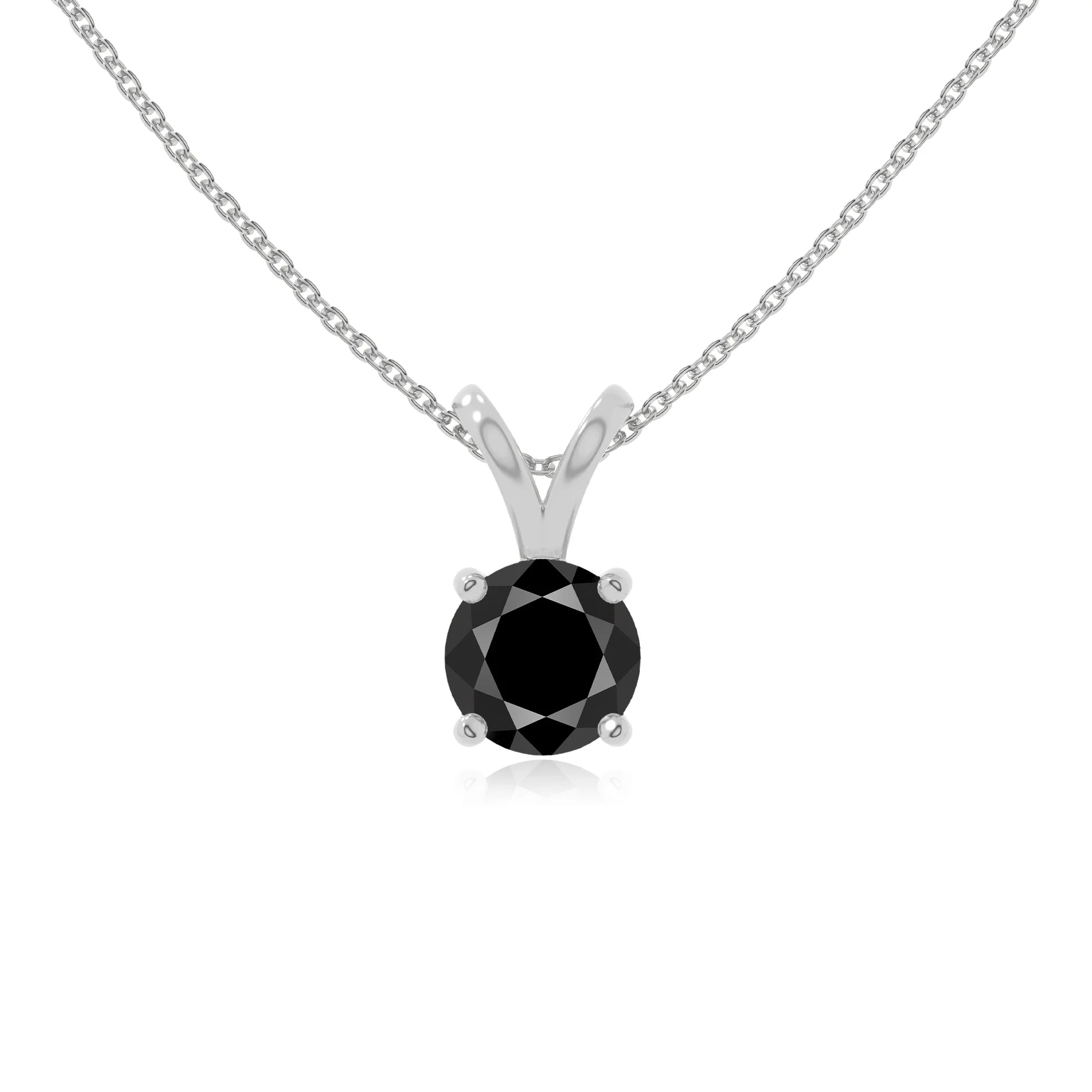 natural black-onyx v-bale solitaire necklaces in sterling silver 